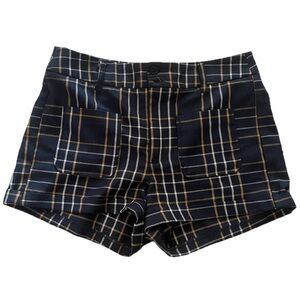 Sky and Sparrow Black and Tan Plaid High Waist Shorts